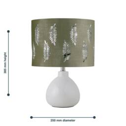 First Choice Lighting Tuscan - White Ceramic Lamp with Sage Green Fern Shade - thumbnail 5
