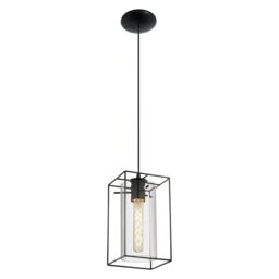 Loops Hanging Ceiling Pendant Light Black Frame & Smoked Glass 1 x 60W E27 Lamp - thumbnail 1