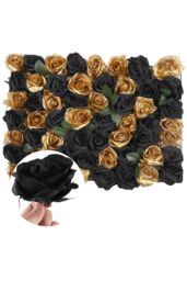 Neel Blue Hydrangea Artificial Flower Wall Panel for Wedding Decoration in Metallic Gold - thumbnail 2