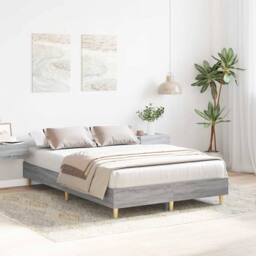 Berkfield Home Durable Bed Frame No Mattress Grey Sonoma 135x190 cm Double Engin - thumbnail 1