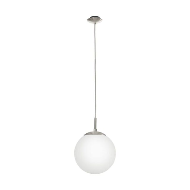 Loops Pendant Light Colour Satin Nickel Shade White Glass Opal Matt Bulb E27 1x60W in Metallics - image 1