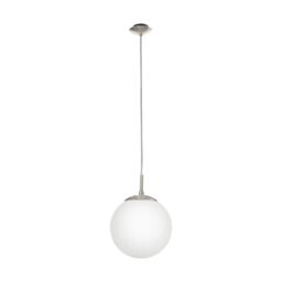 Loops Pendant Light Colour Satin Nickel Shade White Glass Opal Matt Bulb E27 1x60W in Metallics