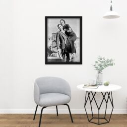 "Artery8 Wall Art Print Clyde Barrow Gang Bonnie Parker Criminal Photo Large Framed Wall Décor Art in White - Size: W18"" x H24""" - thumbnail 2