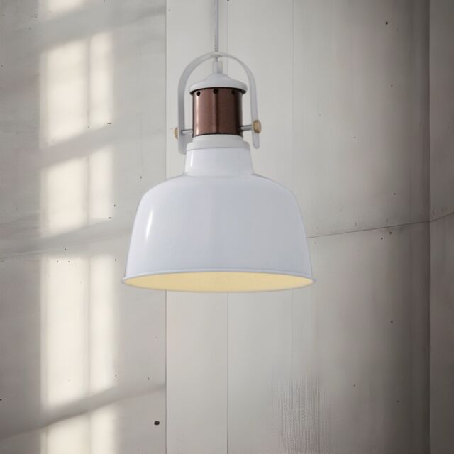 CGC Lighting Marnie White Metal Industrial Dome Pendant Light - image 1