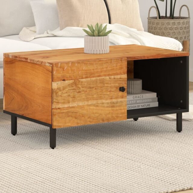 Berkfield Home Coffee Table 80x50x40 cm Solid Wood Acacia in Brown - Size: 80 x 50 x 40 cm - image 1