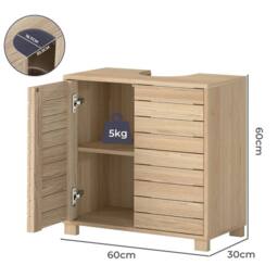 SPETLEK Bathroom Under Sink Cabinet Oak Basin Storage Vanity Unit in Natural - thumbnail 2