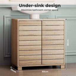 SPETLEK Bathroom Under Sink Cabinet Oak Basin Storage Vanity Unit in Natural - thumbnail 5