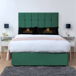 UK Bed Furniture Florence Divan Bed with 4 Drawers & 26 Inch headboard in Green - Size: Super King - thumbnail 2