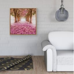 Warren Reed - Designer Pink Flower Tree Tunnel Framed Canvas in Light Brown - Size: w40 inch x h40 inch - thumbnail 2
