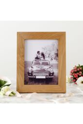 "MijMoj Design Solid Oak 8"" x 6"" Photo Frame - Freestanding or Wall-Mounted Wooden Picture Frame in Light Oak"