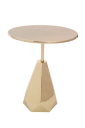 Orsina Shiny Gold Side Table, Sleek Top Side Table with Chunky Base, Gold Finished Bedside Table for Home, Office - thumbnail 2