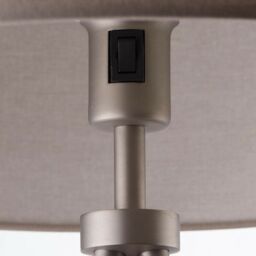 Loops Standing Floor & Table Lamp Set Matt Nickel & Grey Shade Sleek Tripod Leg Light in Metallics - thumbnail 3