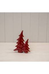 KDMD Small Red Ceramic Bendy Double Christmas Trees - thumbnail 2