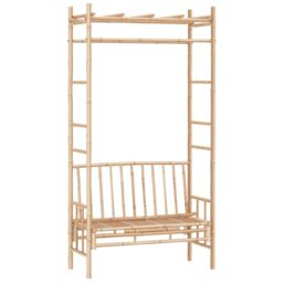 Berkfield Home Garden Bench with Pergola 116 cm Bamboo in Brown - thumbnail 2