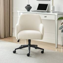 FurnitureboxUK Vivienne Cream Boucle Swivel Office Chair - thumbnail 2