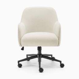 FurnitureboxUK Vivienne Cream Boucle Swivel Office Chair - thumbnail 4