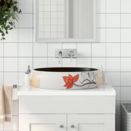 Berkfield Home Countertop Basin Multicolour Oval 59x40x15 cm Ceramic - Size: 59 x 40 x 15 cm - thumbnail 2