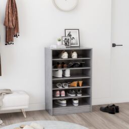 Berkfield Home Shoe Cabinet Concrete Grey 60x35x92 cm Engineered Wood - Size: 60 x 35 x 92 cm - thumbnail 3