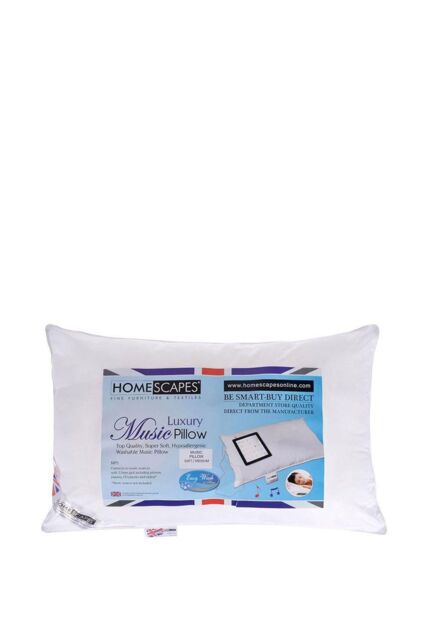 Homescapes Super Microfibre Music Pillow with Speakers - Soft/Medium in White - image 1