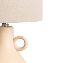 Wyld and Coco Beige Ceramic Table Lamp Two Handles and Textured Cotton Drum Shade - thumbnail 6