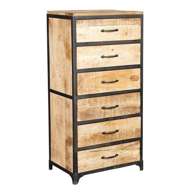 Indian Hub Cosmo Industrial Tall Chest - Solid Mango Wood - L40 x W60 x H120 cm in Brown - image 1