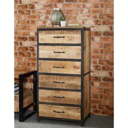 Indian Hub Cosmo Industrial Tall Chest - Solid Mango Wood - L40 x W60 x H120 cm in Brown - thumbnail 3