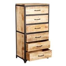 Indian Hub Cosmo Industrial Tall Chest - Solid Mango Wood - L40 x W60 x H120 cm in Brown - thumbnail 2