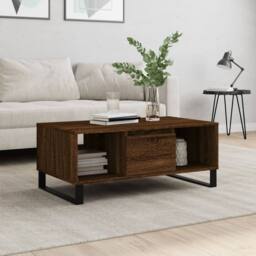 Berkfield Home Modern Coffee Table Brown Oak 90x50x36.5 cm Engineered Wood - thumbnail 2