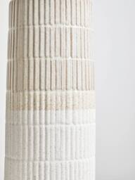 Orsina Modern Large Grey Textured Glass Vase, Ribbed Design Flower Vase for Contemporary Spaces, Modern Large Vase in White - thumbnail 5