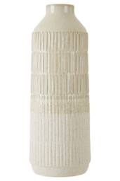 Orsina Modern Large Grey Textured Glass Vase, Ribbed Design Flower Vase for Contemporary Spaces, Modern Large Vase in White - thumbnail 1