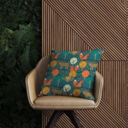 Warren Reed - Designer Wild Nightlife Outdoor Cushion in Green - Size: 60 cm x 60 cm - thumbnail 2