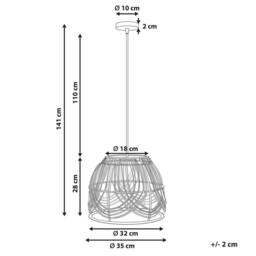 Wyld and Coco Boho Rattan Pendant Lamp Natural Shade with Iron Frame Handmade - thumbnail 3