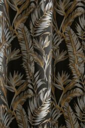 Laurence Llewelyn-Bowen 'Paradise Palm' Jacquard Palm Leaf Pair of Eyelet Curtains in Black - Size: 229 cm width x 229 cm drop - thumbnail 3