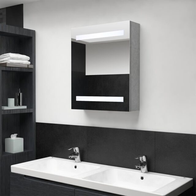 Berkfield Home LED Bathroom Mirror Cabinet Concrete Grey 50x14x60 cm - Size: 50 x 14 x 60 cm - image 1
