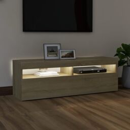 Berkfield Home TV Cabinet with LED Lights Sonoma Oak 120x35x40 cm in Brown - Size: 120 x 35 x 40 cm - thumbnail 3