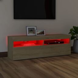 Berkfield Home TV Cabinet with LED Lights Sonoma Oak 120x35x40 cm in Brown - Size: 120 x 35 x 40 cm - thumbnail 4
