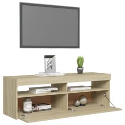 Berkfield Home TV Cabinet with LED Lights Sonoma Oak 120x35x40 cm in Brown - Size: 120 x 35 x 40 cm - thumbnail 6