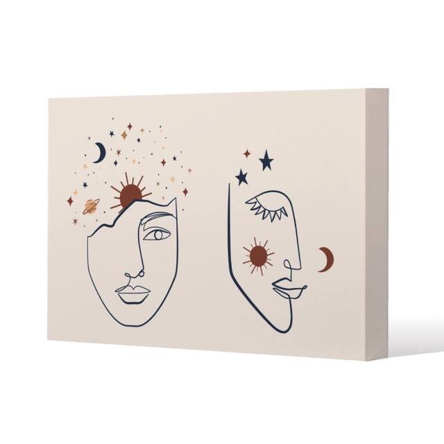 Benjamin Tate Design Celestial elements like stars, moon, sun & planets (Canvas Print) / 127 x 101 x 4cm in Natural - Size: 127 x 101 x 4 cm - image 1