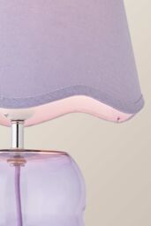 ValueLights Lolly Lilac Glass Bubble Table Lamp with Lilac Scallop Shade & Bulb - thumbnail 4