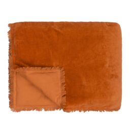 Yard Jaye Fringed Cotton Velvet Bedspread in Burnt Orange - thumbnail 2