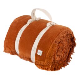 Yard Jaye Fringed Cotton Velvet Bedspread in Burnt Orange - thumbnail 6