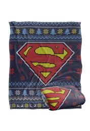 Superman Blanket, 152x127 cm Ugly Christmas Sweater Logo Silky Touch Super Soft Throw Blanket in White - thumbnail 2