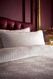Laurence Llewelyn-Bowen 'Emile' Geometric Jacquard Duvet Cover Set in Cream - Size: Double - thumbnail 2