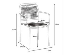Vente-unique Set Of 2 Stackable Garden Armchairs In Metal & Woven Resin - Beige - thumbnail 9