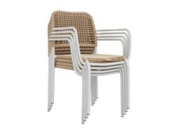 Vente-unique Set Of 2 Stackable Garden Armchairs In Metal & Woven Resin - Beige - thumbnail 8