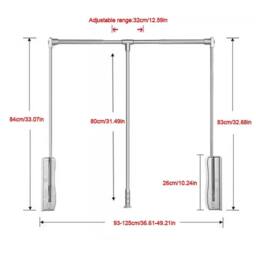 Kelvenix Lift/Pull Down Adjustable Width Wardrobe Clothes Hanging Rail in Silver - thumbnail 2