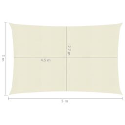 Berkfield Home Sunshade Sail 160 g/m ² Cream 3x5 m HDPE in Beige - thumbnail 6