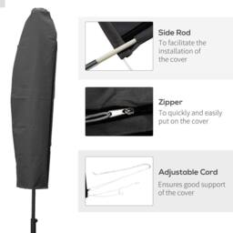 OUTSUNNY Parasol Cover, Patio Cantilever Cover, Banana Umbrella Protector Grey in Dark Grey - thumbnail 6