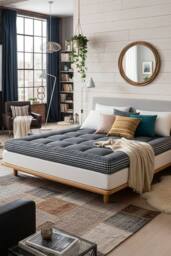 Living and Home 10cm Comfortable Quilted Mattress Topper in Grey - Size: Super King - thumbnail 5