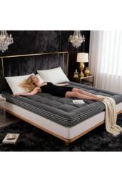 Living and Home 10cm Comfortable Quilted Mattress Topper in Grey - Size: Super King - thumbnail 4